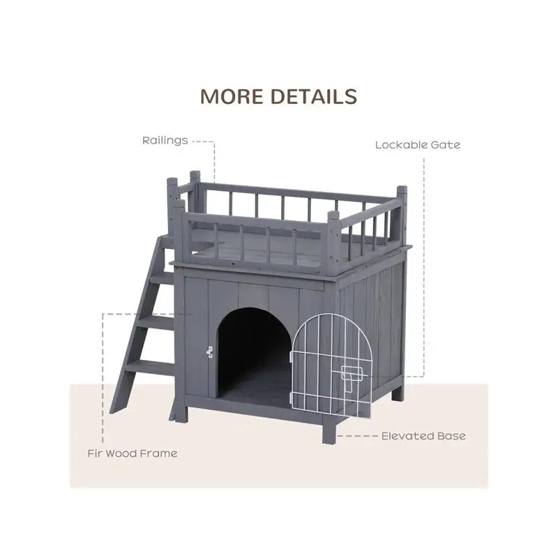 Grey Wooden Cat House.