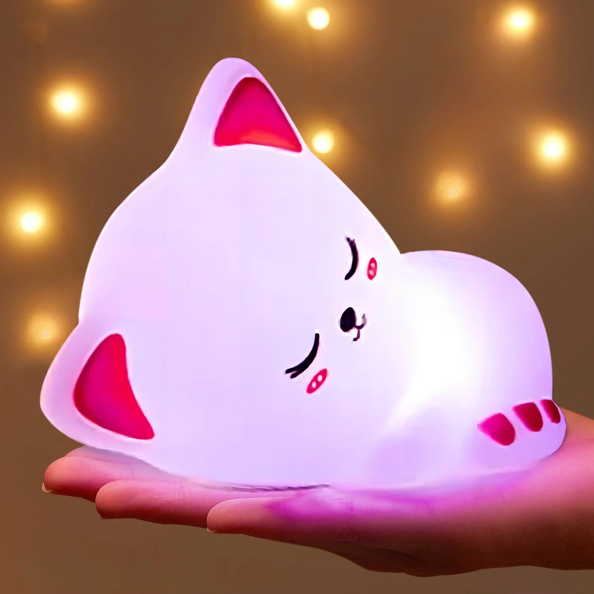 Cute Rechargeable Silicone LED Cat Night Light.