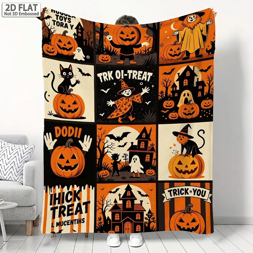 Vintage Halloween Throw Blanket.