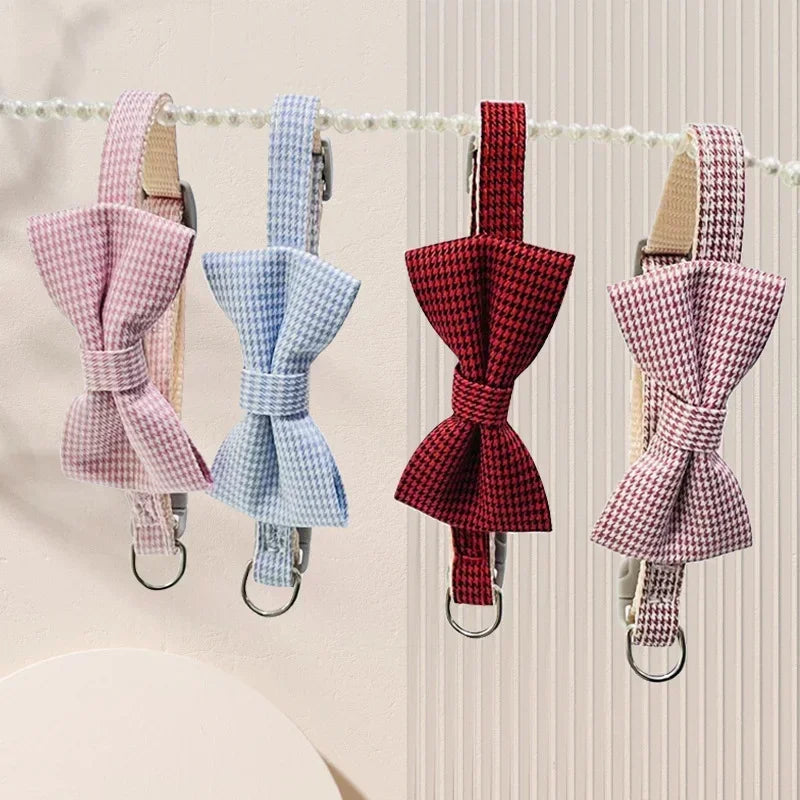 Bow Plaid Pet Collar.