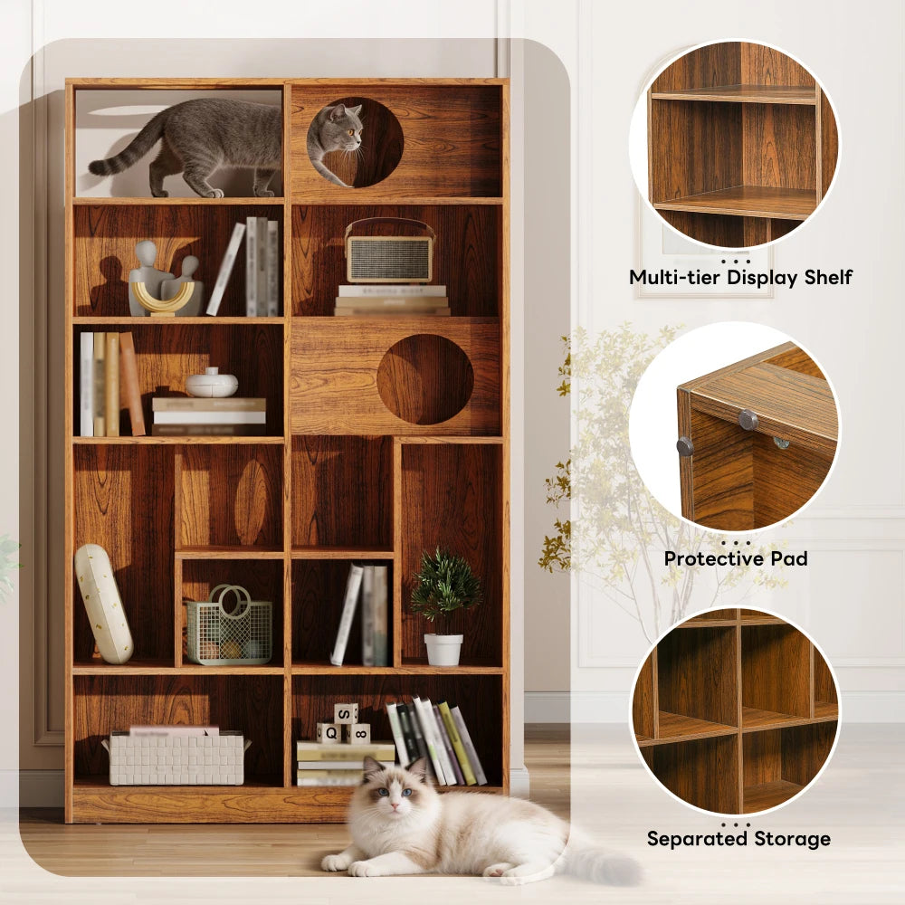 Cat Wood Bookshelf House.