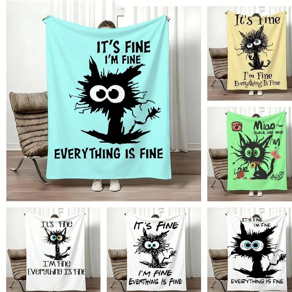 It's Fine I'm Fine Everything Is Fine Frazzled Blanket.