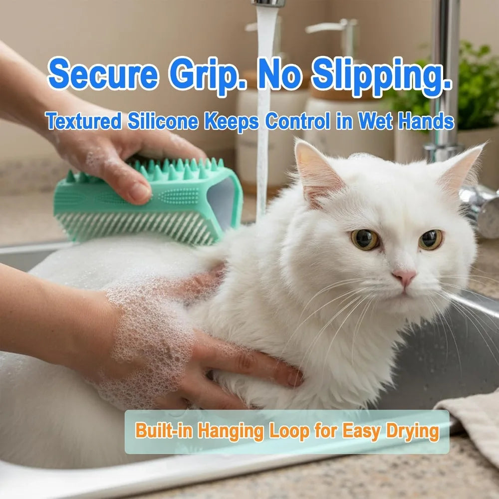 Triangular Wrap-Around Pet Grooming and Bath Brush.
