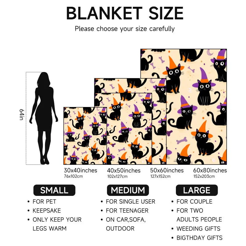 Halloween-themed Black Cat Blanket.