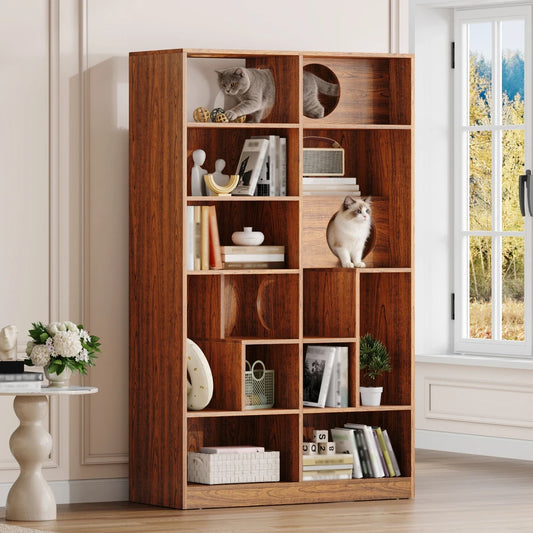 Modern 2 IN 1 Wood Bookshelf Cat House.