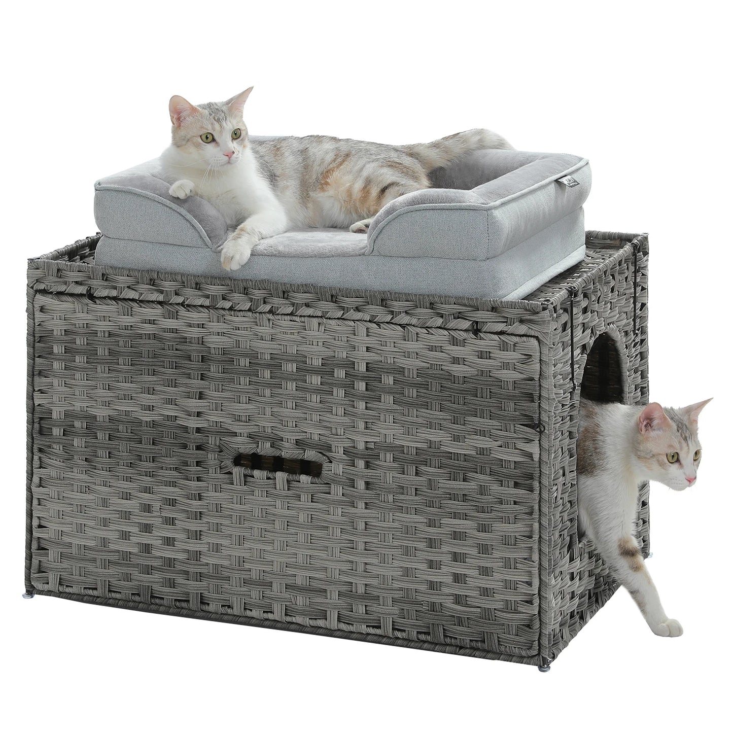 Rattan Cat Litter Box Enclosure Furniture.