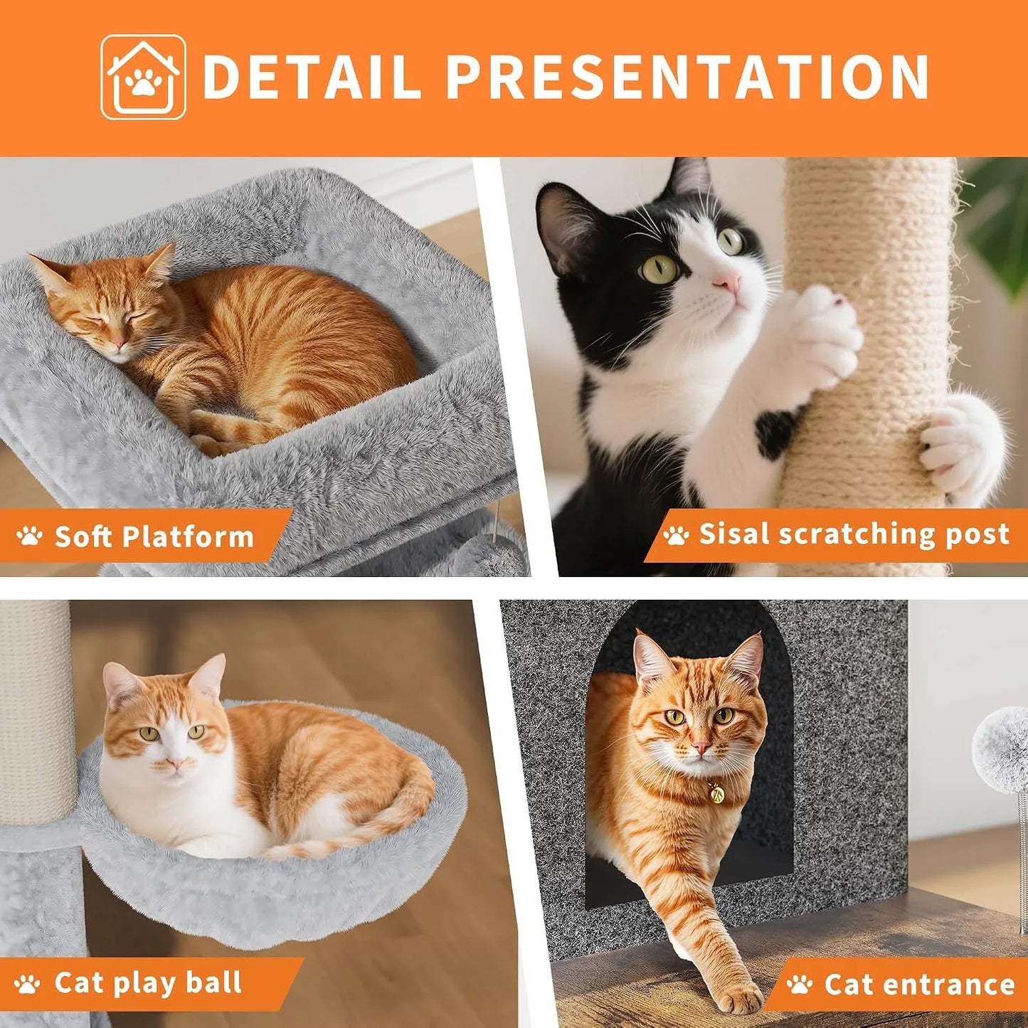 3-in-1 Modern Cat Tree with Hidden Litter Box Enclosure.