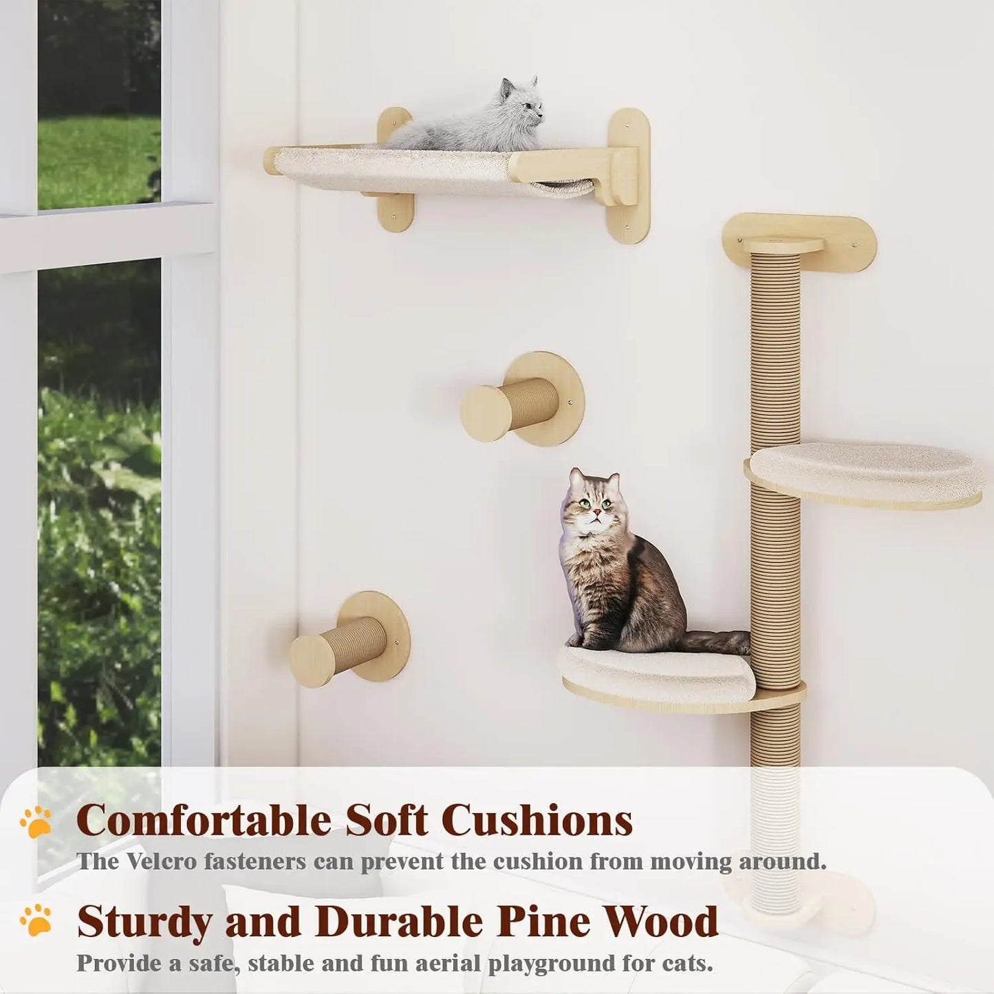 7 Pcs Wall-Mounted Cat Shelves.