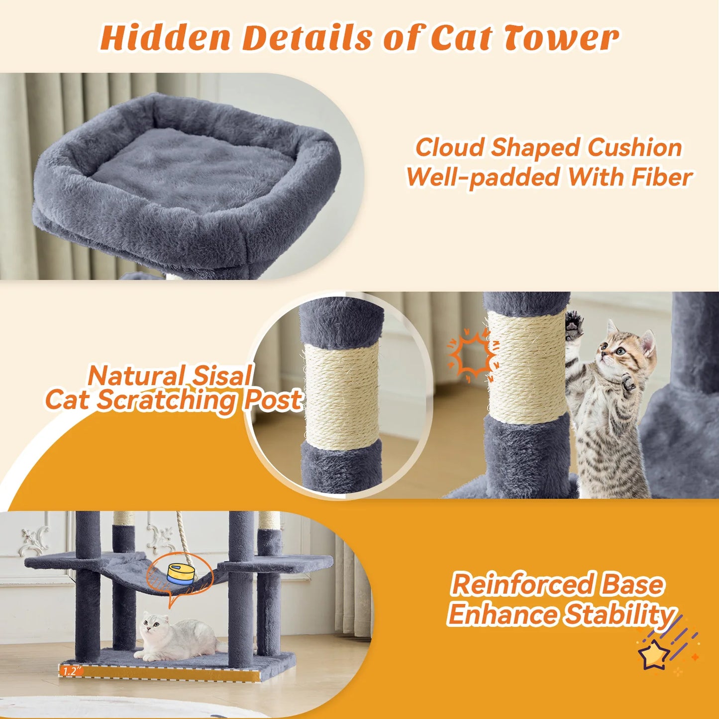 66 Inch Cat Tree Tower.