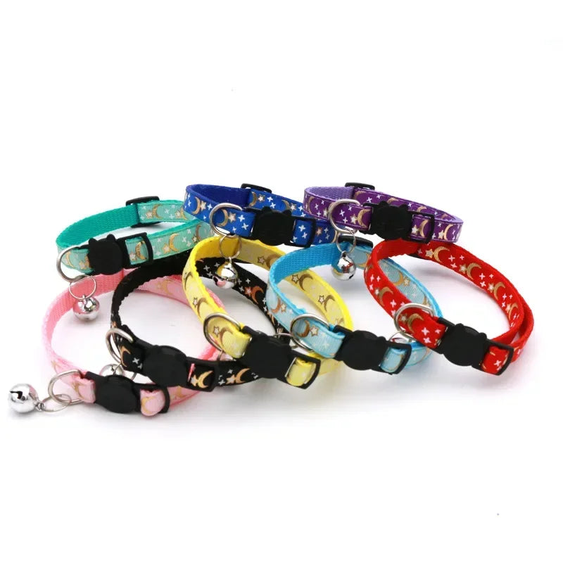 Cat Collar with Bell Cartoon Star Moon.
