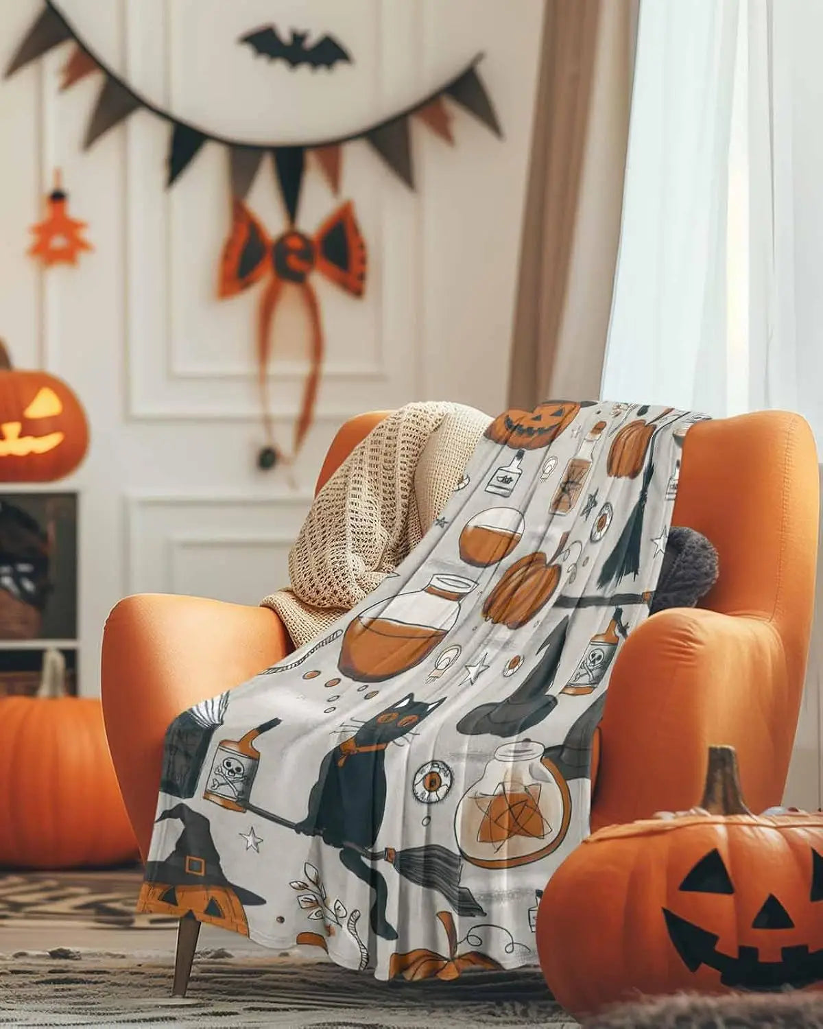 Happy Halloween Flannel Throw Blanket.