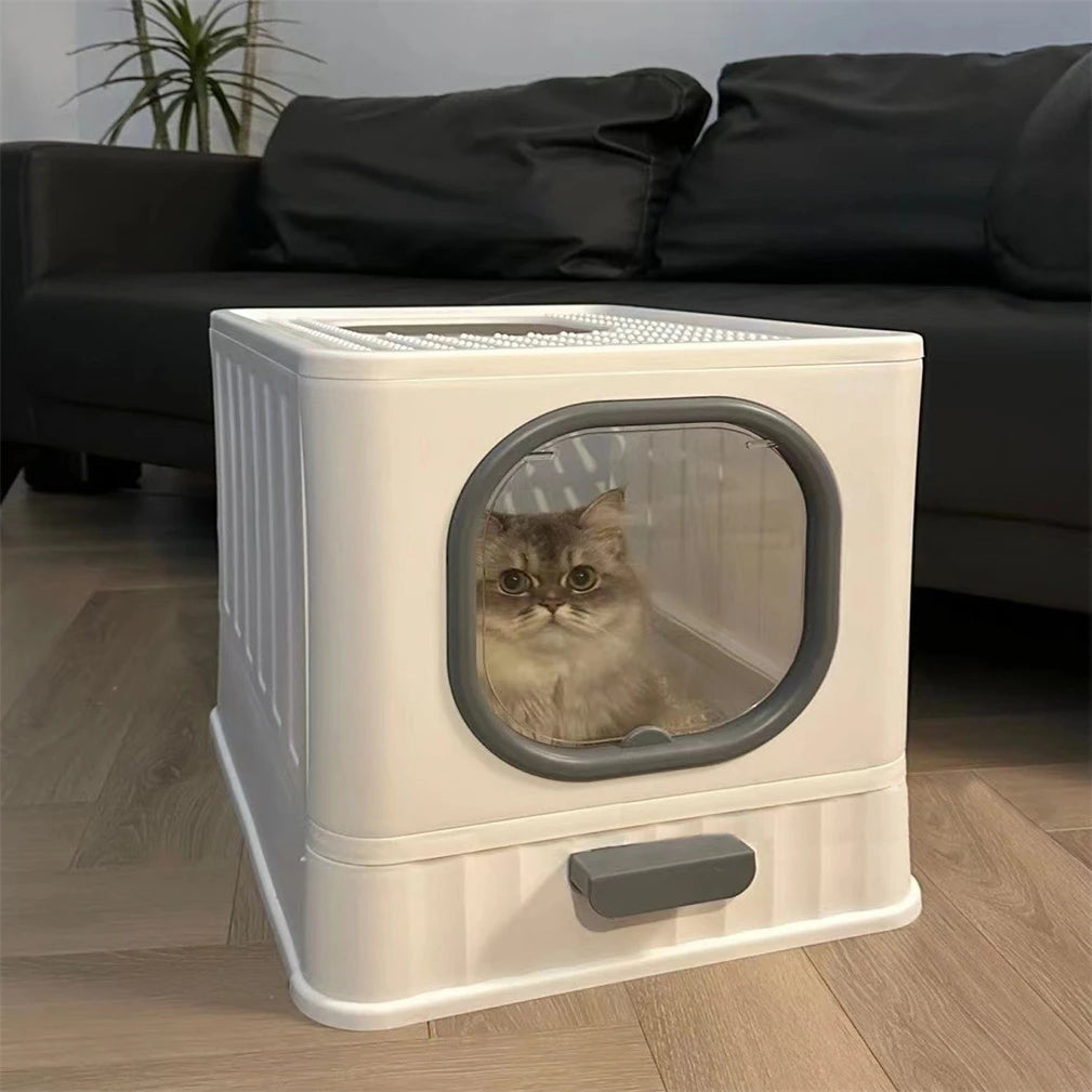 Leak-proof Enclosed Cat Litter Box.