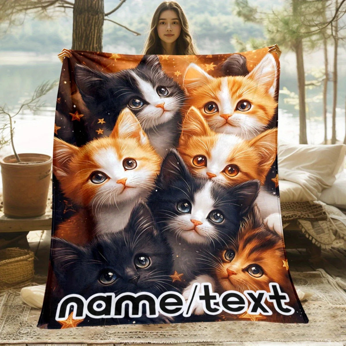 Charming Cat-Themed Blanket.