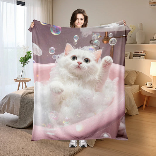 Pink Cat Bath Time Blanket.
