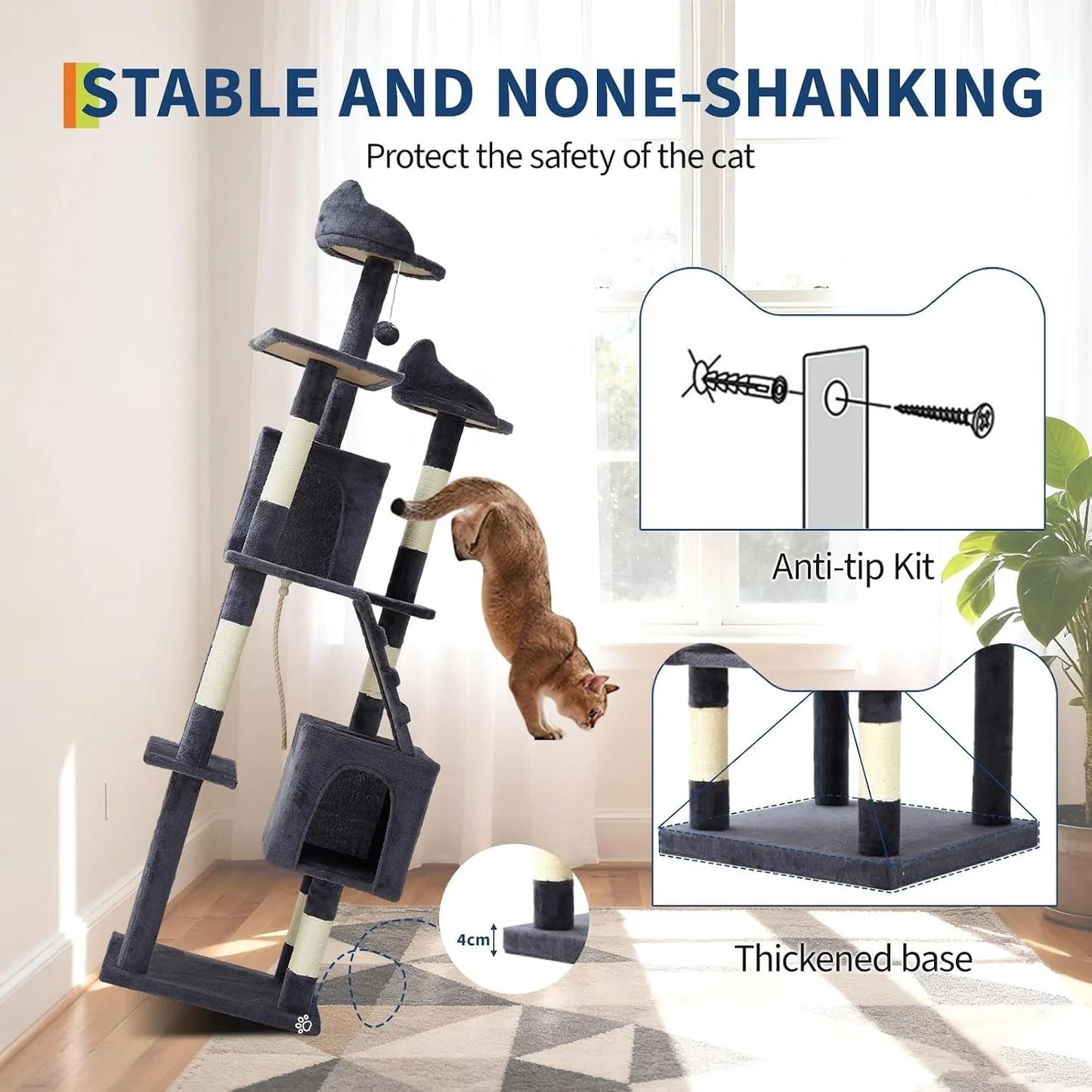 72" Cat Tree for Large Cats.