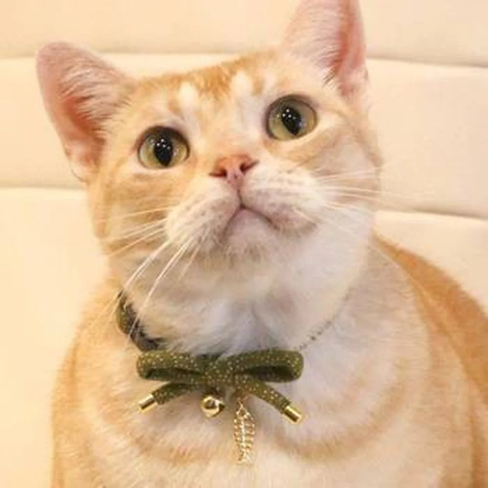 Handcrafted Cat Collar with Goldfish Charm.
