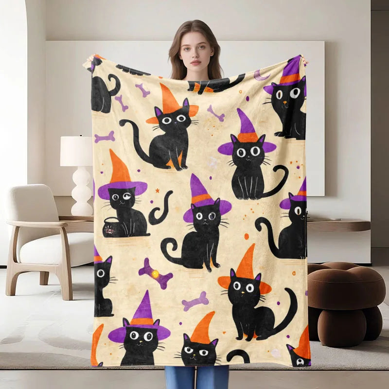 Halloween-themed Black Cat Blanket.