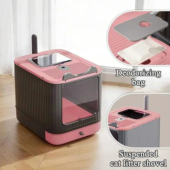 Fully Enclosed Cat Litter Box.