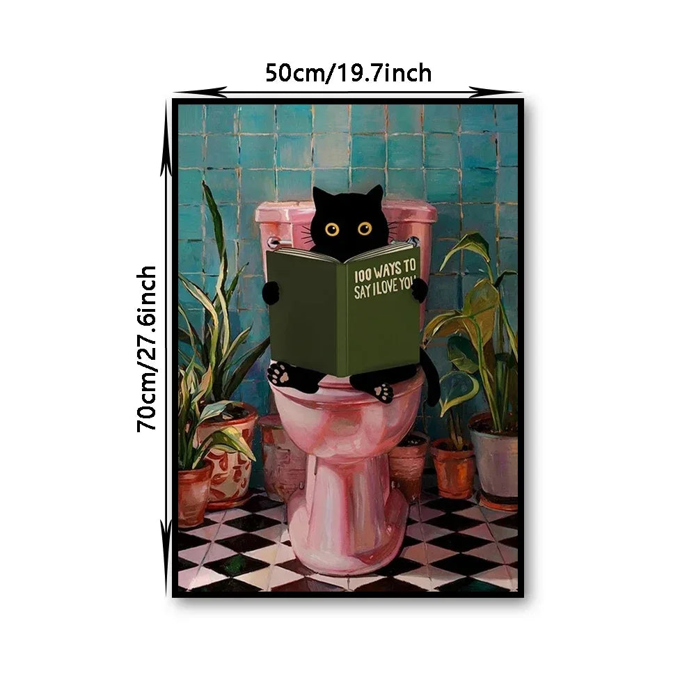 Bathroom Cat Canvas.
