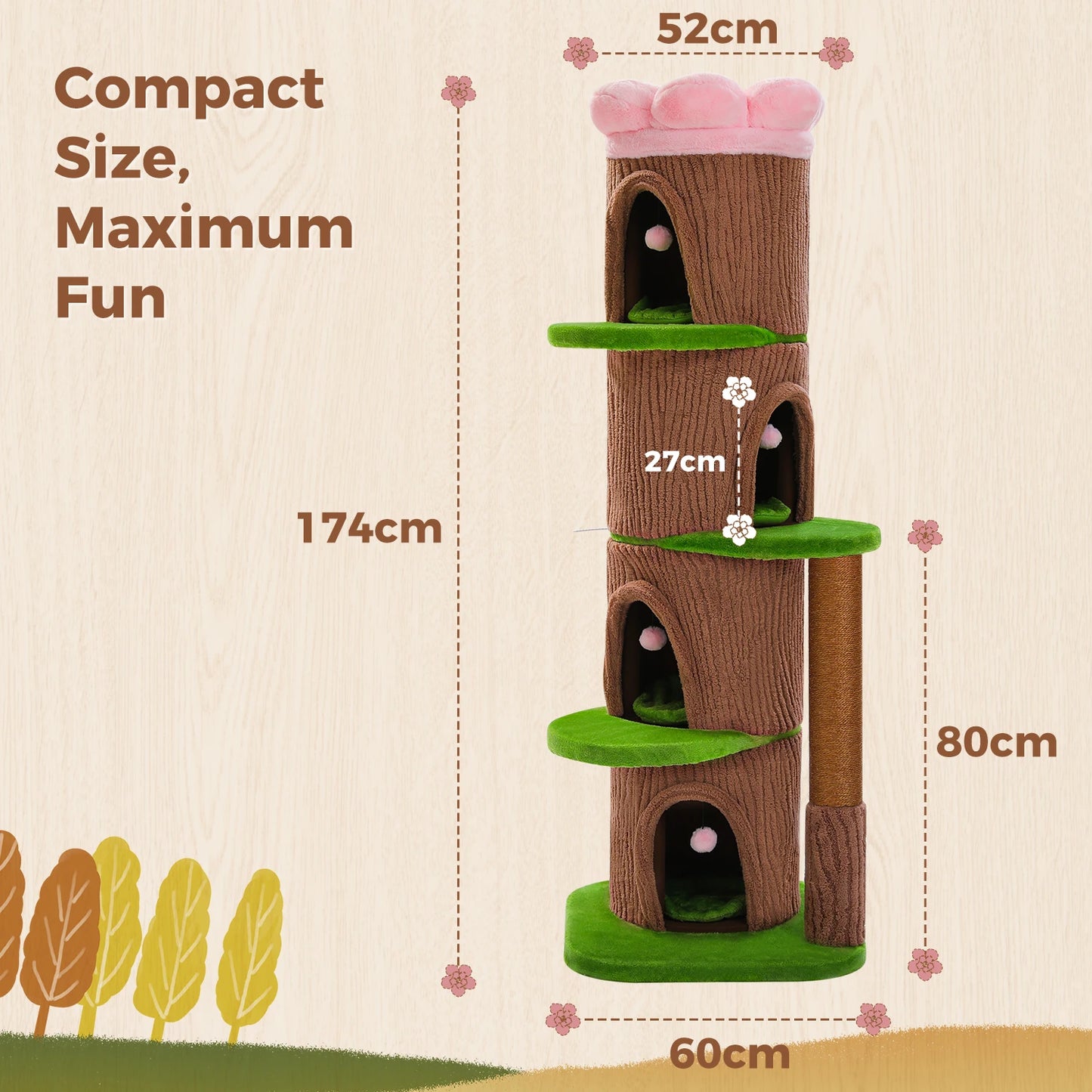 Large Cat Tree with 4 Spacious Condos.