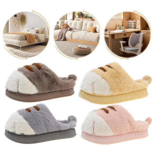 3D Cat Paw Plush Slippers.