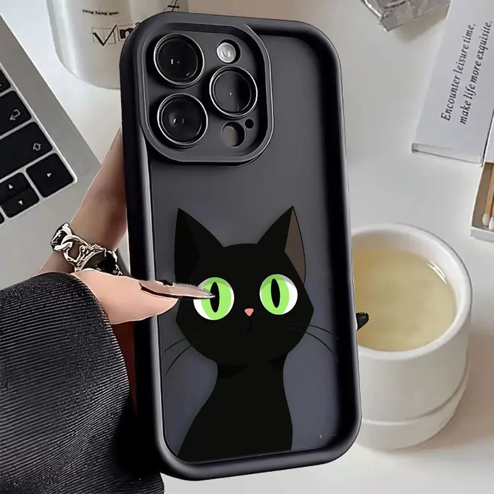 Cute Little Black Cat Luxury Phone Case.
