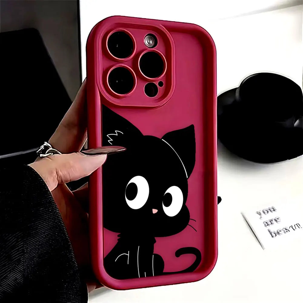 Cute Little Black Cat Luxury Phone Case.