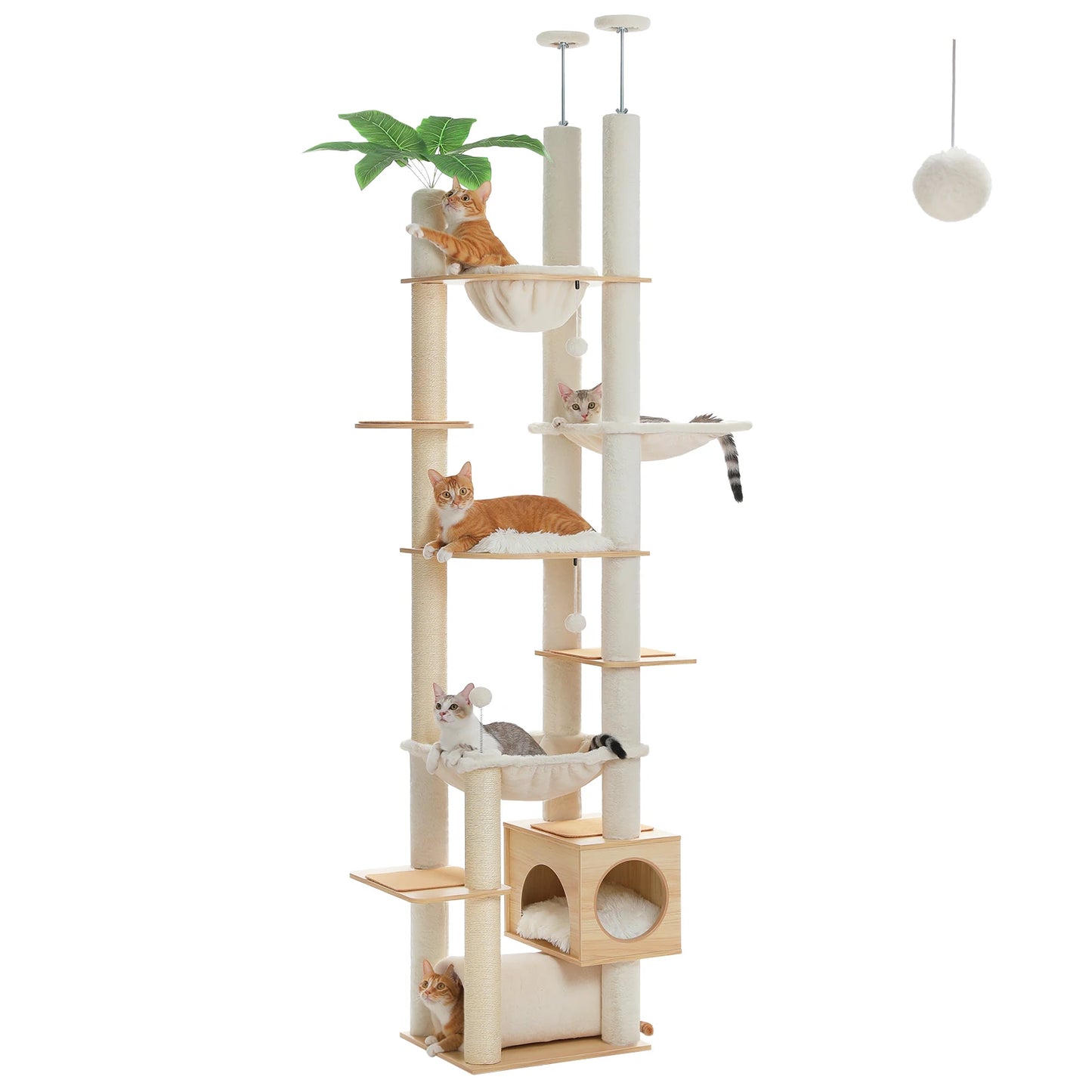 Height Adjustable Wooden Cat Tree.