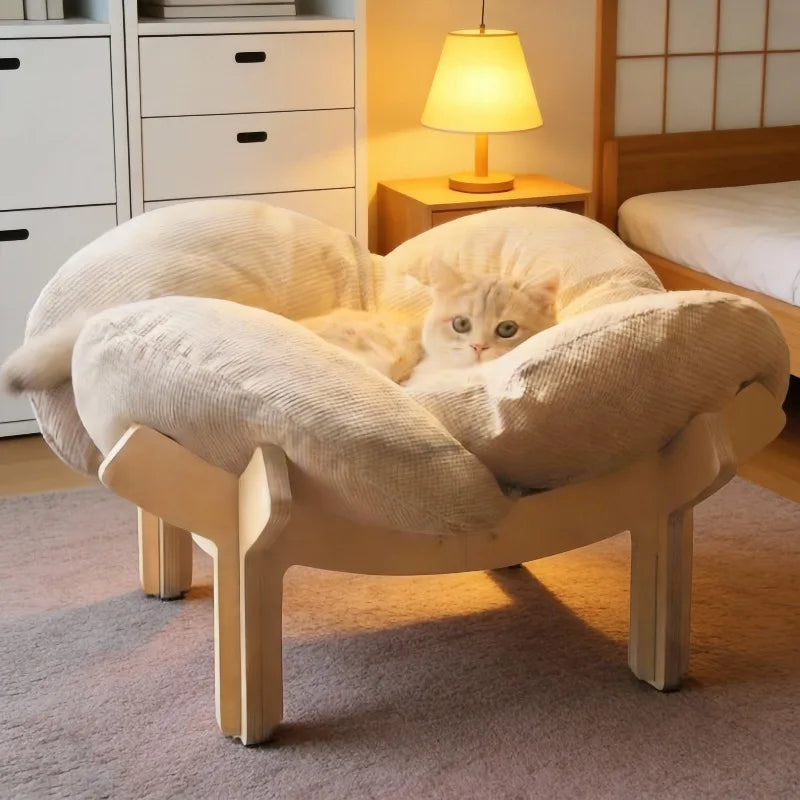 Wooden High Leg Cat Bed.