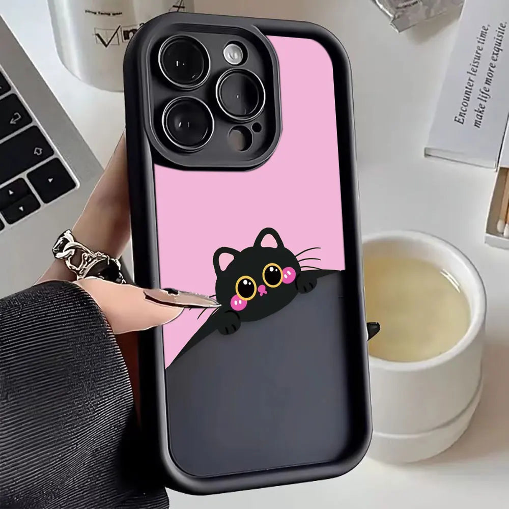 Cute Little Black Cat Luxury Phone Case.