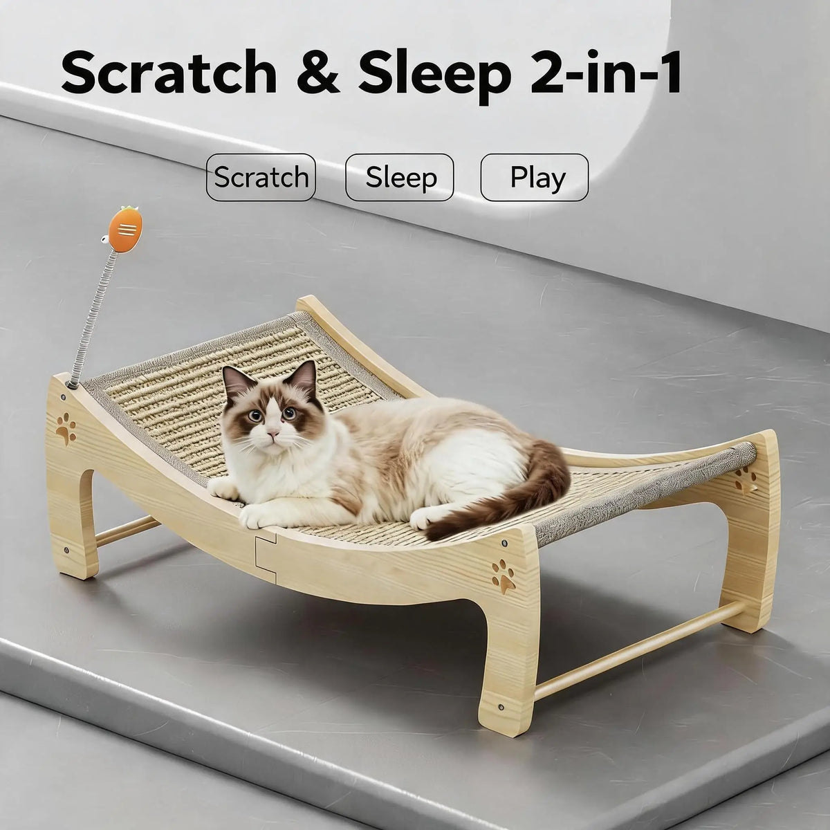 Wooden Cat Scratcher Lounge Bed.