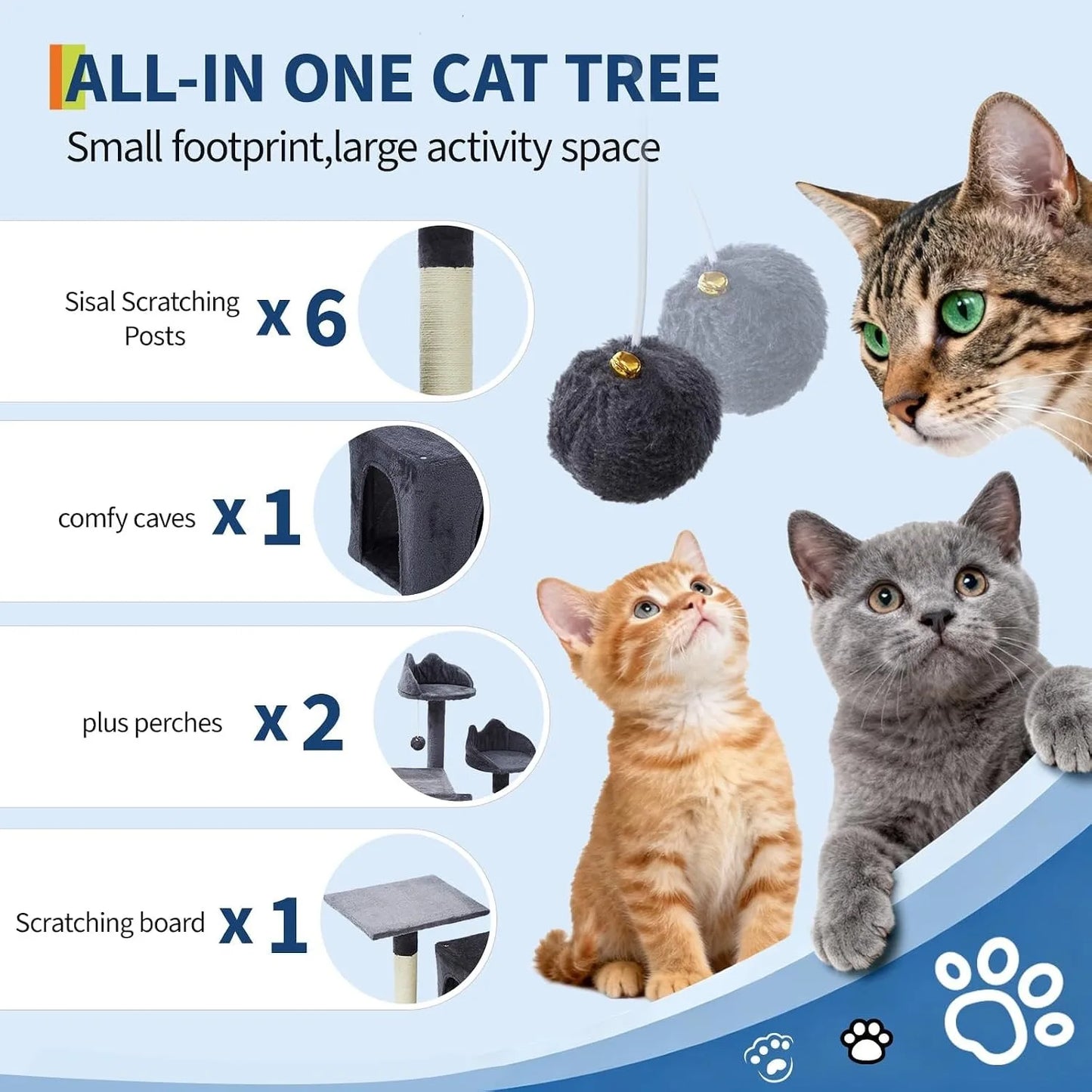 72" Cat Tree for Large Cats.