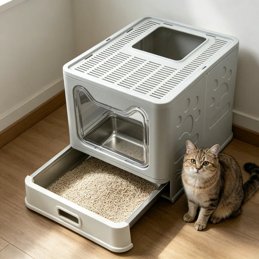 Large Stainless Steel Cat Litter Box.