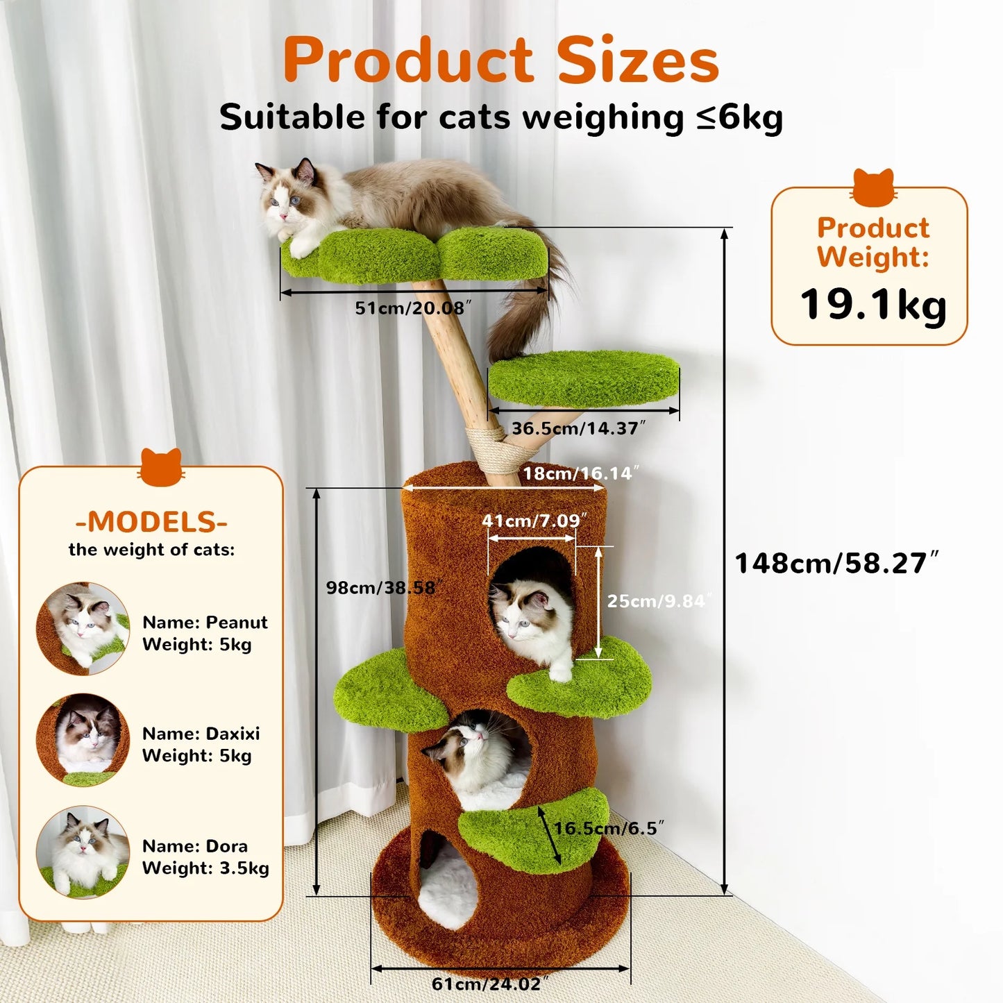 148CM Tall Indoor Cat Tree.