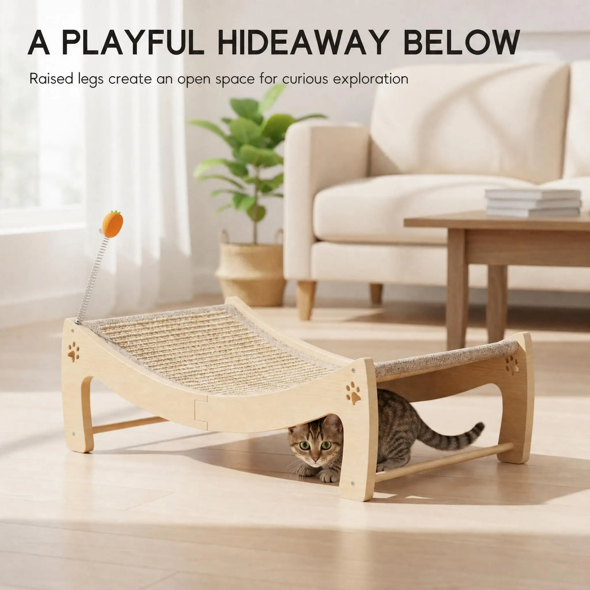 Wooden Cat Scratcher Lounge Bed.