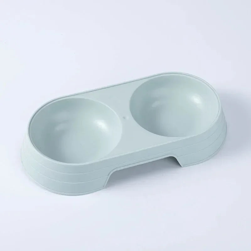Macaron Pet Double Bowl Plastic Food Drinking Tray.