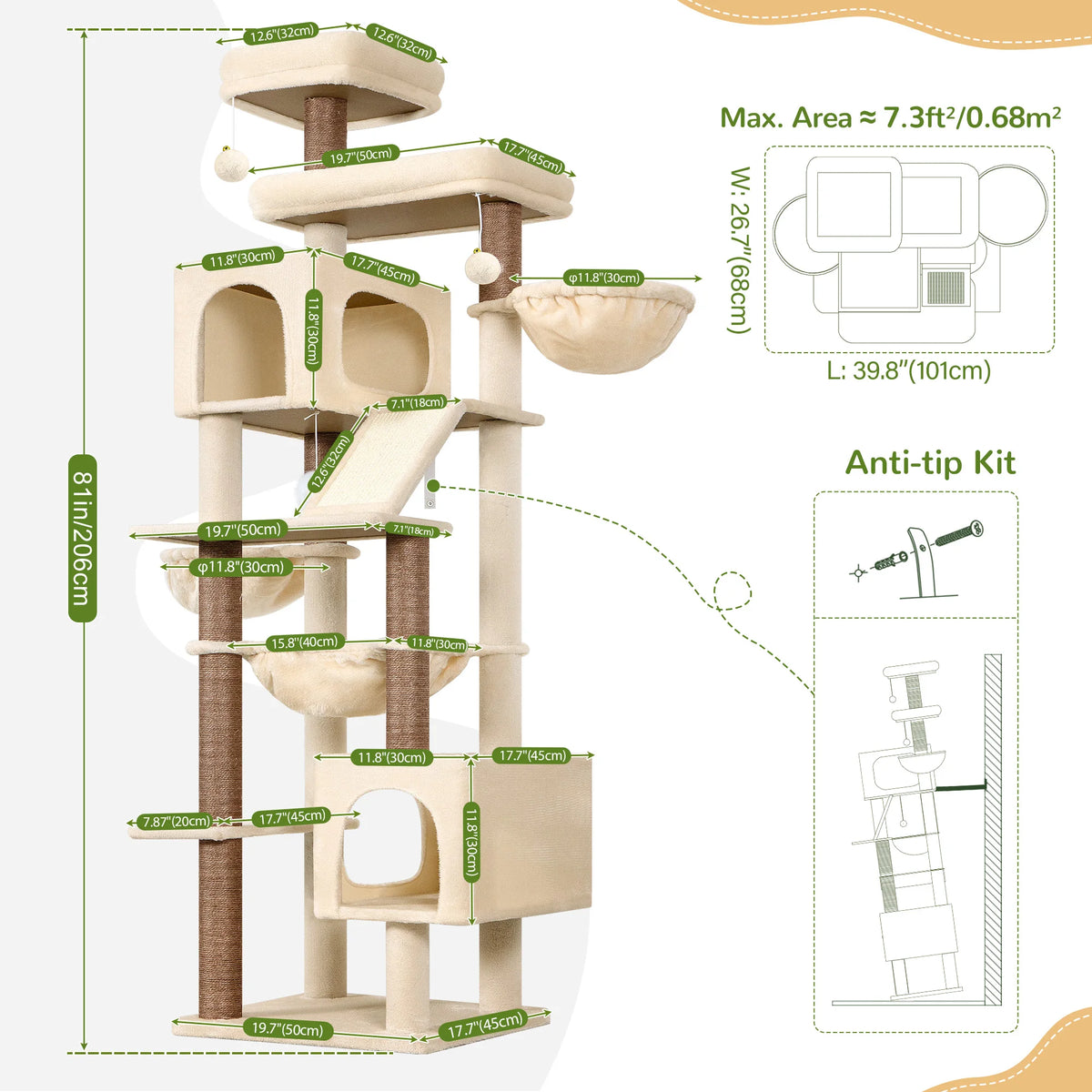 Cat Climbing Tower for Large Adult Cats.