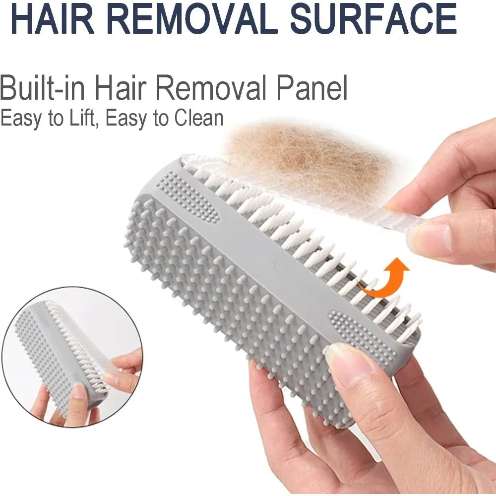 Triangular Wrap-Around Pet Grooming and Bath Brush.