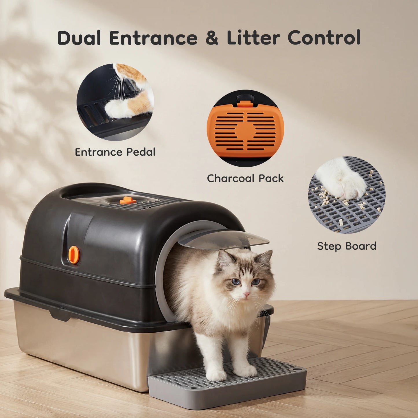 24IN Stainless Steel Cat Litter Box.