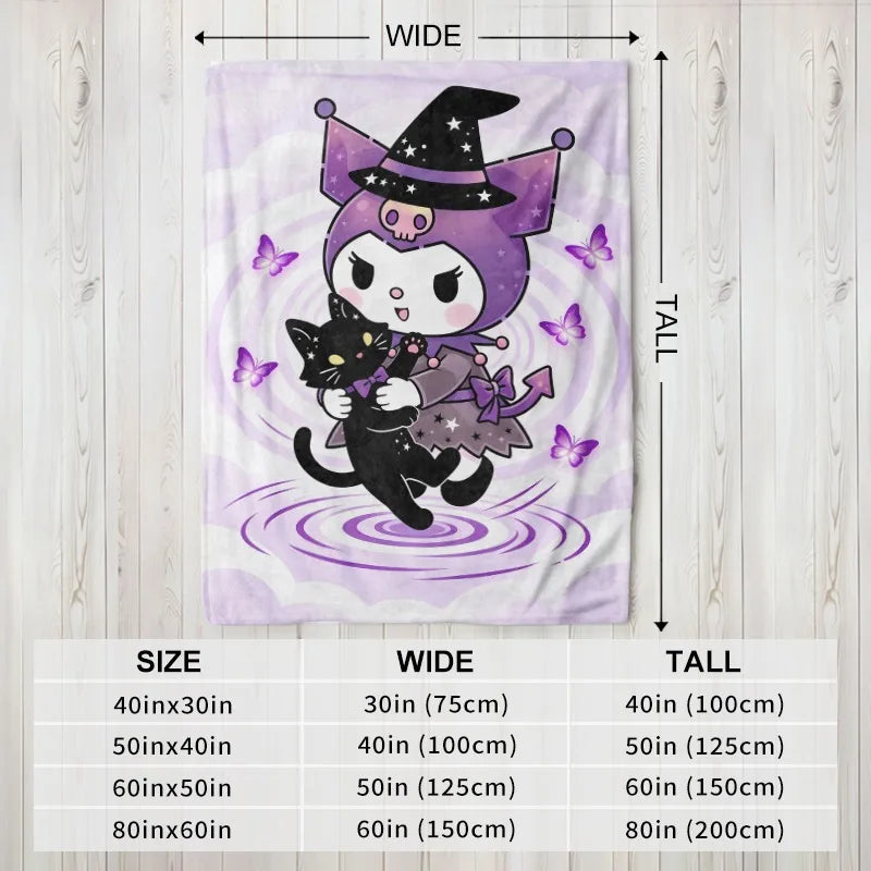 Sanrio Blanket Kurumi Witch Theme Fleece Blanket.