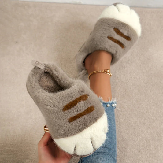 3D Cat Paw Plush Slippers.