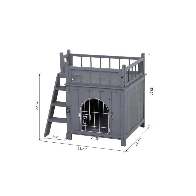 Grey Wooden Cat House.