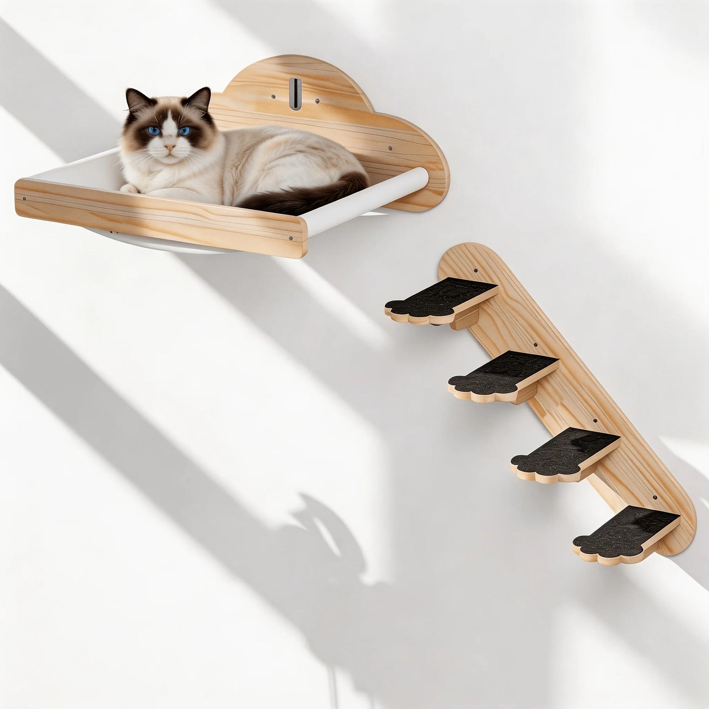 Pine Wood Cat Wall Shelves.