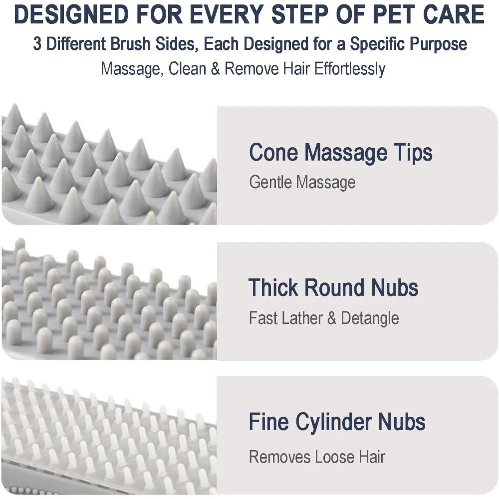 Triangular Wrap-Around Pet Grooming and Bath Brush.