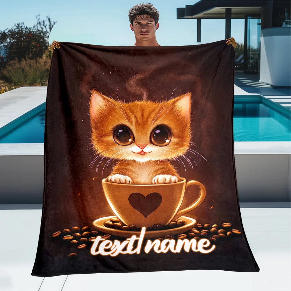 Cute Cat Pattern Lightweight Flannel Blanket.