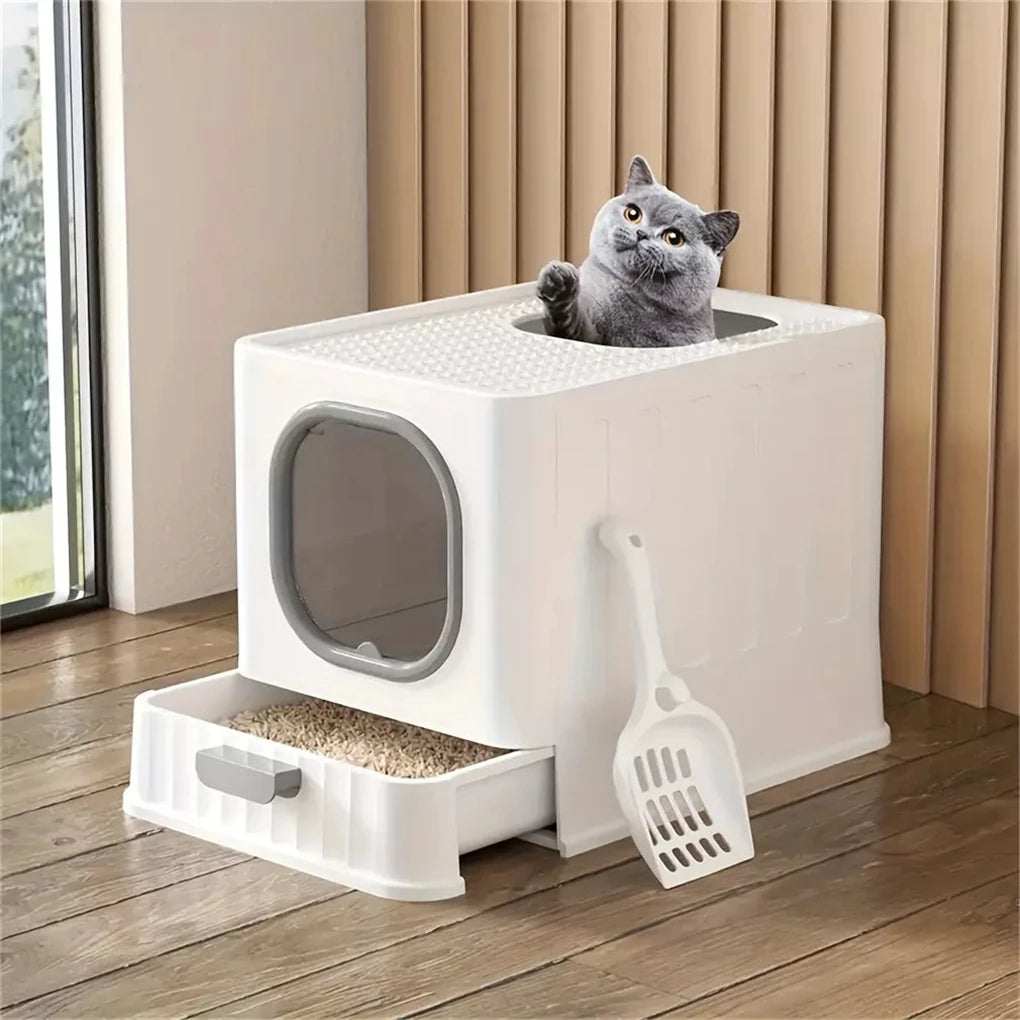Leak-proof Enclosed Cat Litter Box.