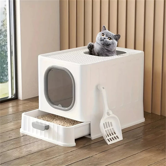 Leak-proof Enclosed Cat Litter Box.