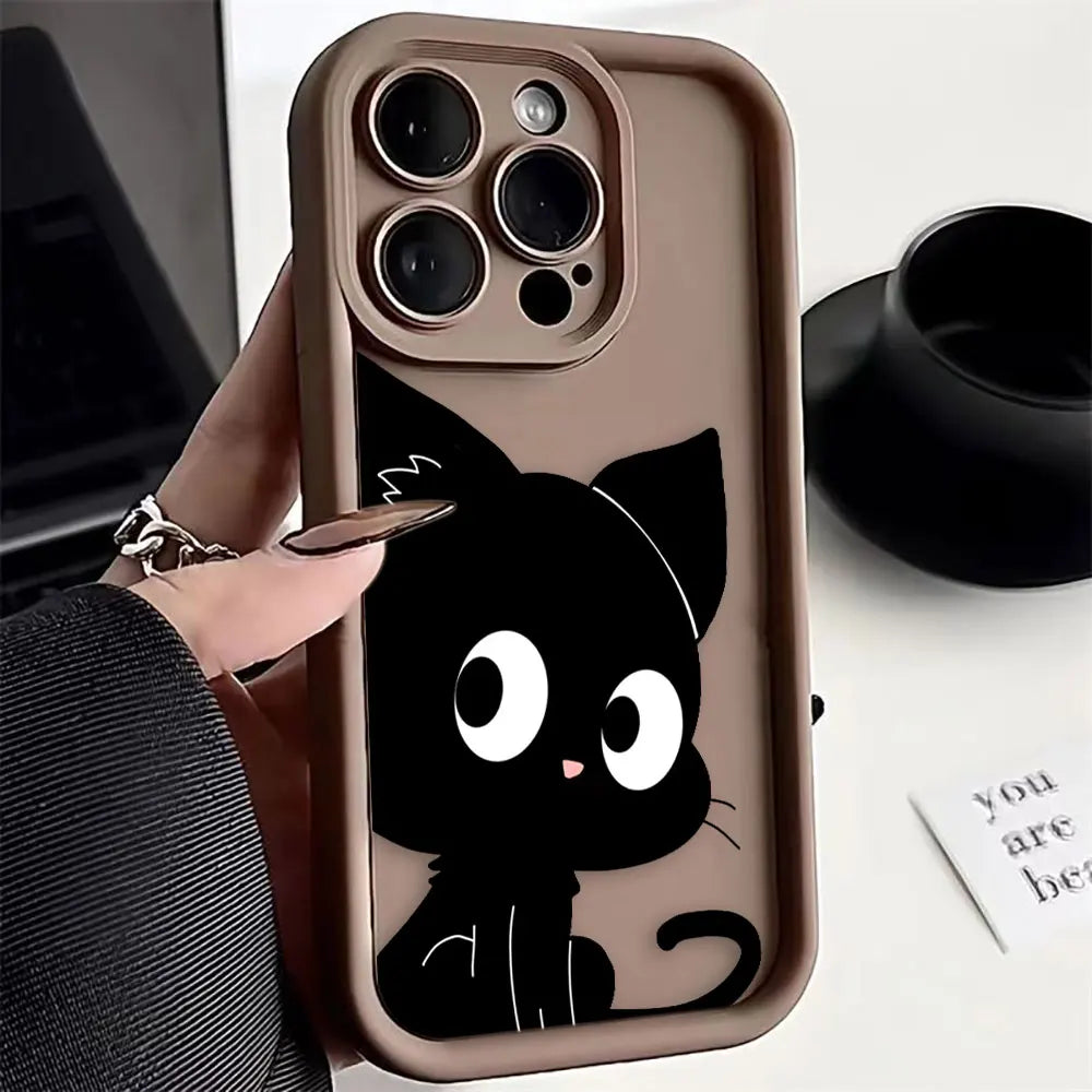 Cute Little Black Cat Luxury Phone Case.