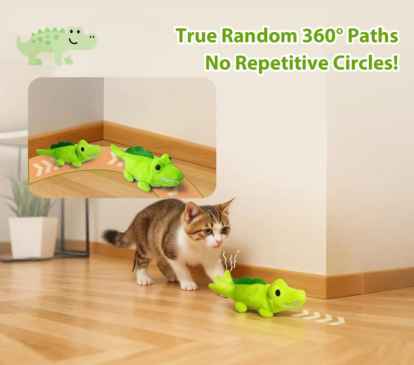 Interactive Cat Toy with Auto Moving Alligator.