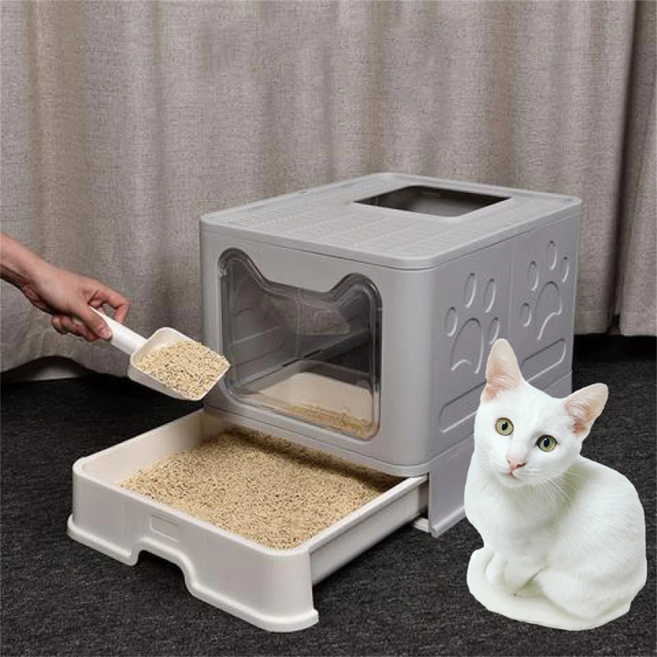 XXL Large Space Foldable Cat Litter Box.